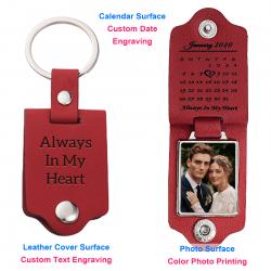 Queenberry Personalize Color Photo Printing Custom Date Calendar Laser Engraving Text Stainless...